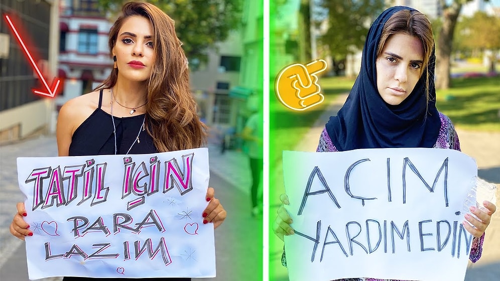 Türkler Hangisine Yardım Eder? Tatil İçin Para İsteyen Güzel Bir Kadın vs Açım Diyerek Yardım İsteyen Köylü Bir Kadın