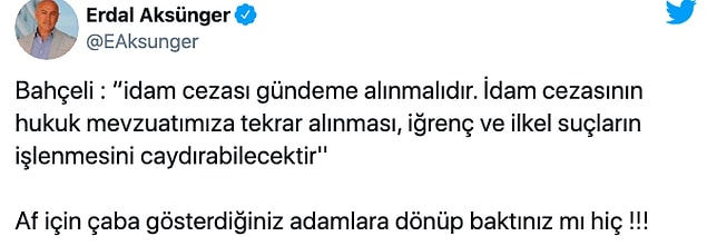 Bahçeli'nin "idam" çıkışına sosyal medyadan tepkiler...