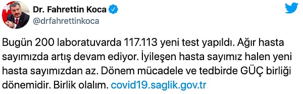 Koca: "Ağır hasta sayımızda artış devam ediyor"