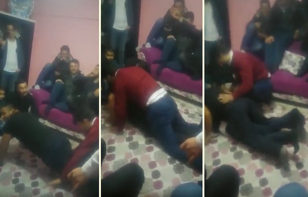 Erzurum'un Yöresel Oyunu Olduğu İddia Edilen, Erkeklerin Üst Üste Bindiği ve Göt Kırbaçlamalı İlginç Oyun
