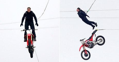 Mission: Impossible 7 Çekimlerinde Dublör Kullanmadan Motosiklet ile Dağdan Atlayan Tom Cruise