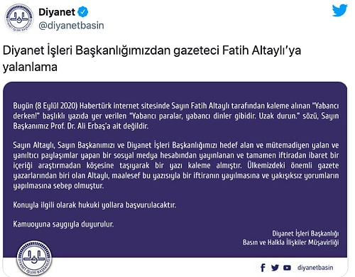 'Yabancı Para' Polemiği Sürüyor: Fatih Altaylı'dan Ali Erbaş'a Yanıt Geldi