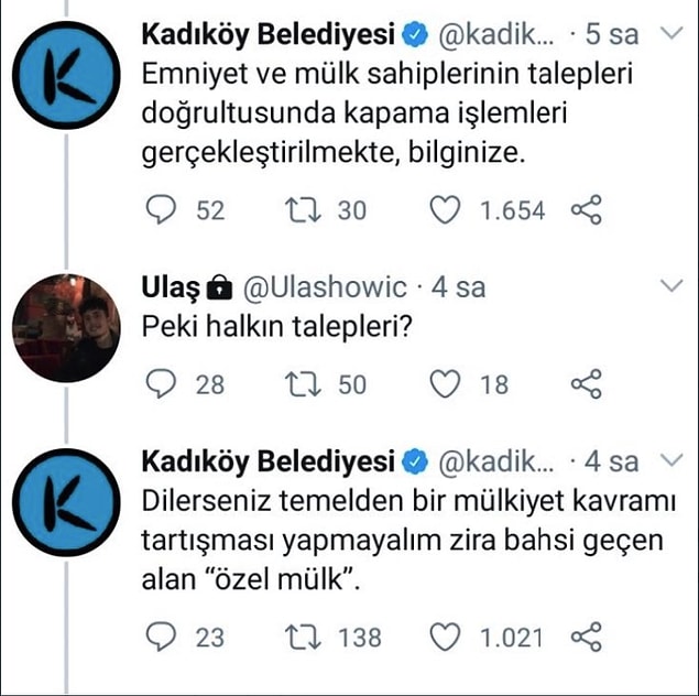 Ancak Kadıköy Belediyesi'nden de şok etkili bir cevap geldi.