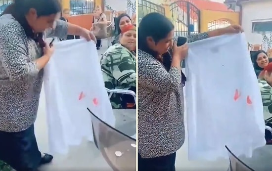 Gelinin Bakire Olduğunu Kanıtlamak İçin 'Gerdek Sonrası Kanlı Kıyafeti' Dosta Düşmana Gösteren Kadın