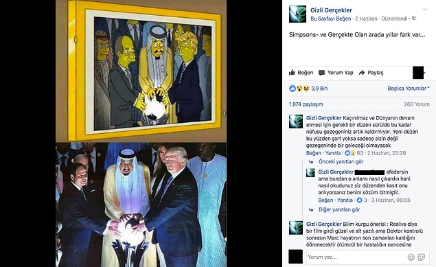 Kimisinin hinlik düşünerek, sadece eğlenmek için ortaya saldığı yalan yanlış görseller işte o Facebook kullanıcıları için çok önemli bir gündem konusu. Mesela The Simpson's da böyle bir sahne yok, sadece olaydan sonra çizilmiş bir görsel bu.