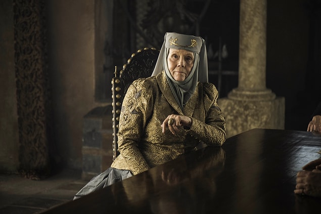 Rigg son olarak 'Game of Thrones'ta rol almış ve Olena Tyrell karakterini canlandırmıştı.