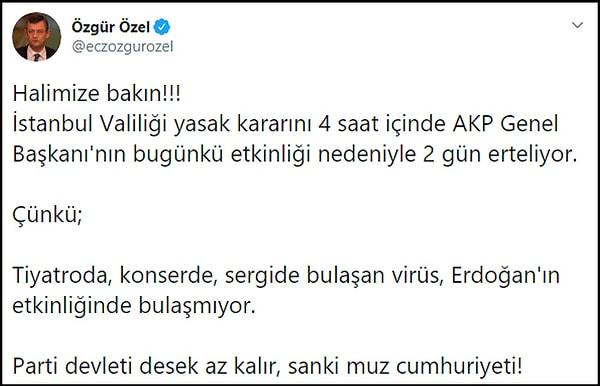 Yasakların AKP'nin etkinliği için ertelendiğini savunanların tepkileri 👇