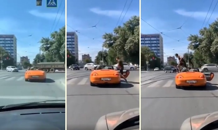 Бесценная реакция пешехода на водителя, который перегородил пешеходный переход