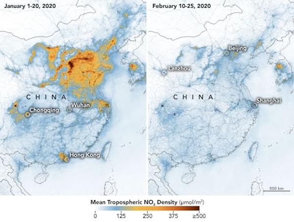 4. Çin başta olmak üzere pek çok metropolde pandemiden dolayı hava kirliliği azaldı.