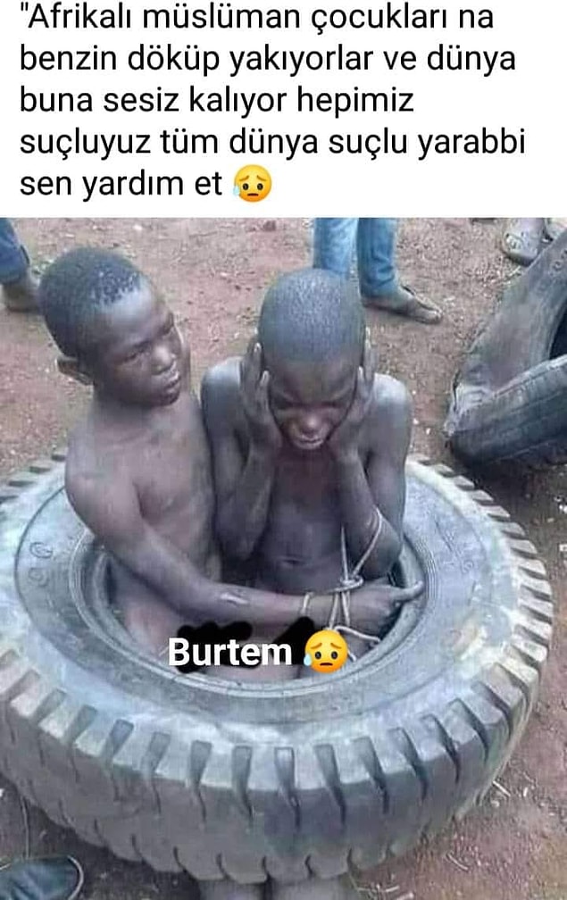 5. "Fotoğrafların Afrika'da Müslüman oldukları için yakılan çocukları gösterdiği iddiası"