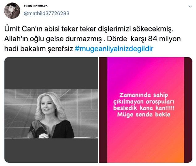 Bunun üzerine Müge Anlı'ya yöneltilen suçlamalara karşı #mügeanlıyalnızdeğildir hashtagi gündem oldu.