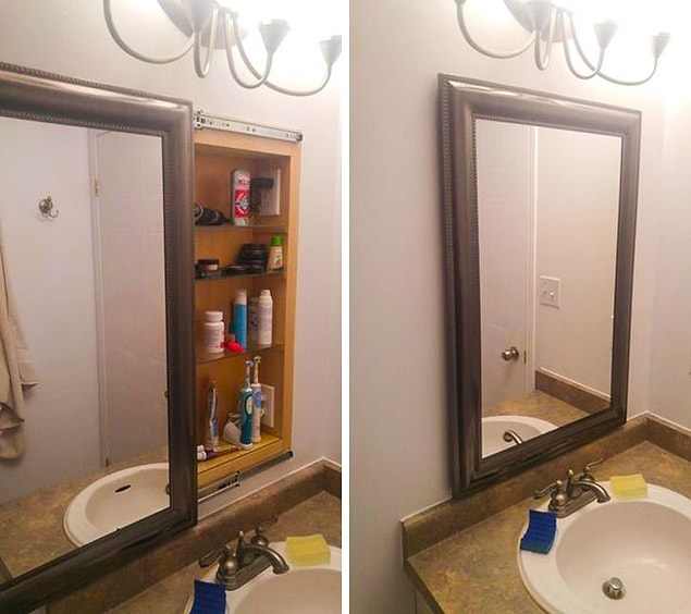 16. Banyo aynaların arkasını bile saklama alanı için kullanmak...