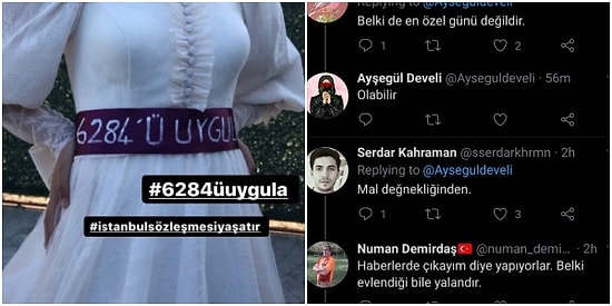 Beline Kırmızı Kuşak Yerine İstanbul Sözleşmesini Destekleyen Kuşak Takan Geline Gelen Akılalmaz Yorumlar