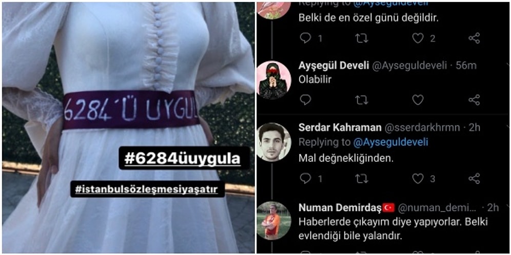 Beline Kırmızı Kuşak Yerine İstanbul Sözleşmesini Destekleyen Kuşak Takan Geline Gelen Akılalmaz Yorumlar