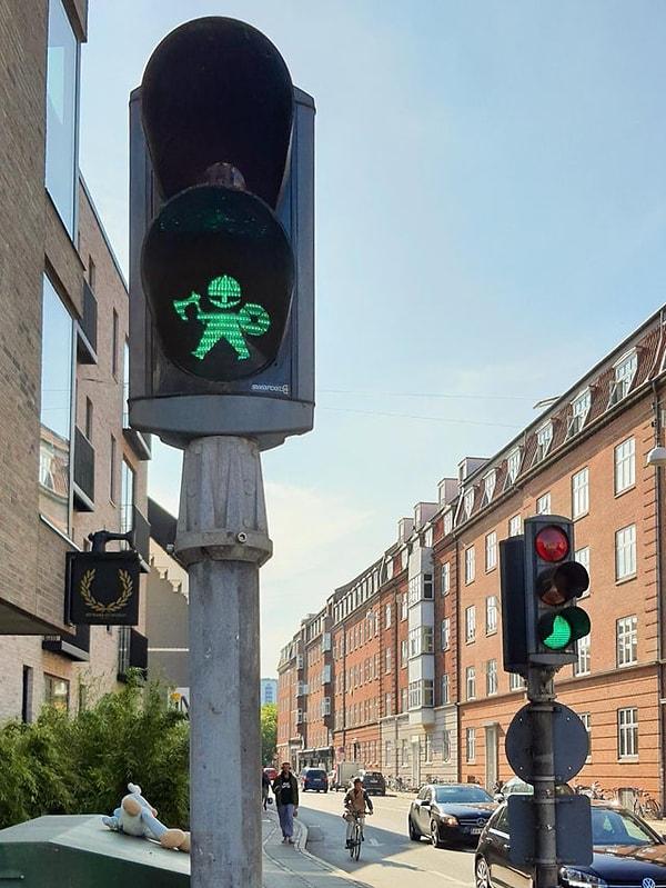 2. Danimarka'daki Vikinglere özel trafik lambası: