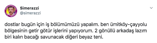 Diğer kızların çok zorlandığını gören düşünceli Twitter kullanıcısı @simerazzi iş bölümü yaparak hepimizin yükünü hafifletmeye çalıştı.