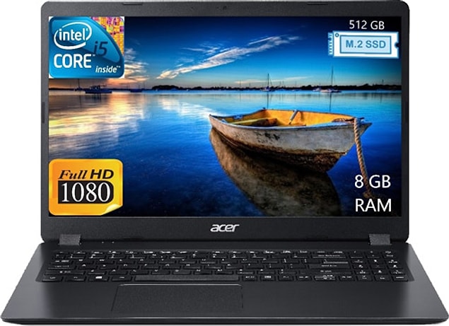 9) Acer EXTENSA NX.EFPEY.002 i5-6300U 8 GB 512 GB SSD HD Graphics 520 15.6" Full HD Notebook