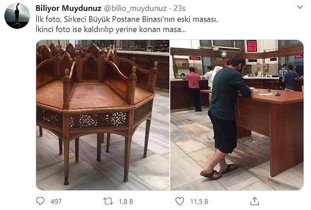 1. "Büyük Postane'deki tarihi masanın yerine başka bir masa konduğu iddiası"