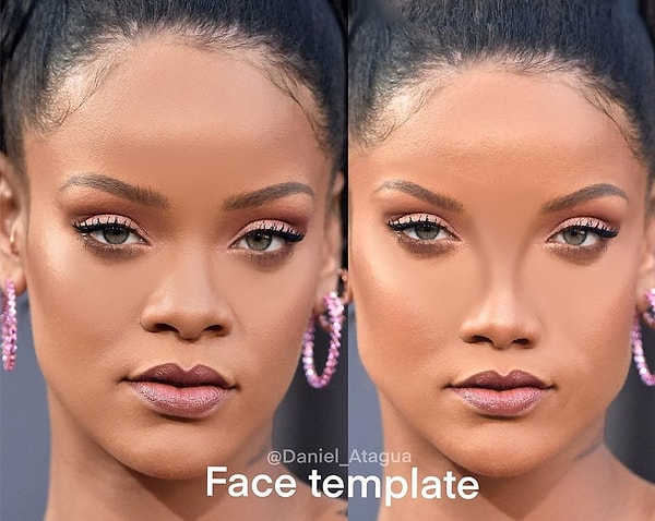 1. Художник подстраивает лица звезд под идеальные пропорции и показывает, как они меняются