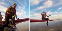 Yüzlerce Metre Yükseklikte Uçağın Kanadına Geçerek Atlayış Yapan Kadının Adrenalin Dolu Anları