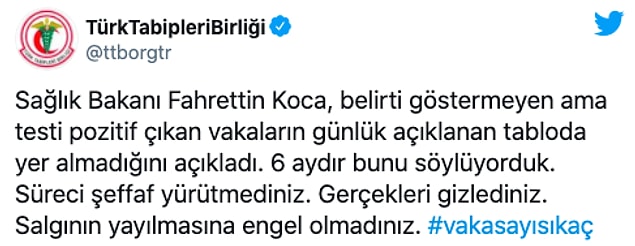 Türk Tabipler Birliği: "Gerçekleri gizlediniz"