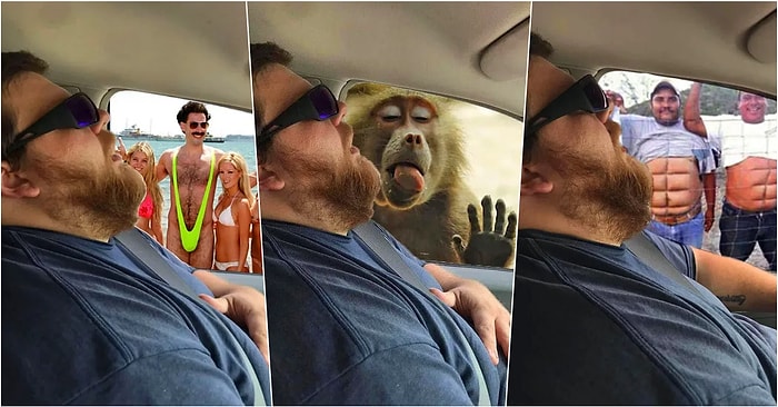 Yolda Giderken Uyuyakalan Kocasının Fotoğrafını Paylaşıp Herkesten Photoshop Yapmasını İsteyen Kadına Gelen Birbirinden Komik Monteler