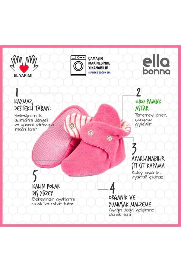 7. Bebeği için en güzelini isteyen anneler için ilk adım ayakkabısı olarak evde gönül rahatlığıyla kullanabileceğiniz kaydırmaz tabanlı, organik ve yumuşak bir panduf. Çok fazla renk seçeneği var.