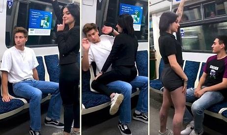 Metrodaki Erkeklerin Kucağına Atlayarak TikTok Videosu Çeken Kadınların Tepki Çeken Taciz Görüntüleri