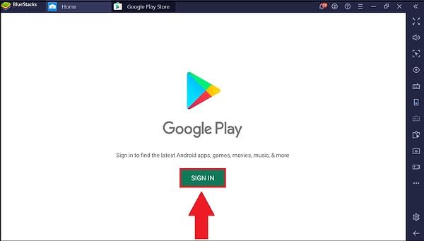 Bluestacks kurulumunu yaptıktan sonra Google Play Store hesabınıza giriş yapın.