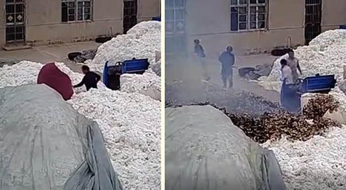 Plastik Torba Açmak İçin Çakmak Kullanan Adam Pamuk Deposunu Ateşe Verdi