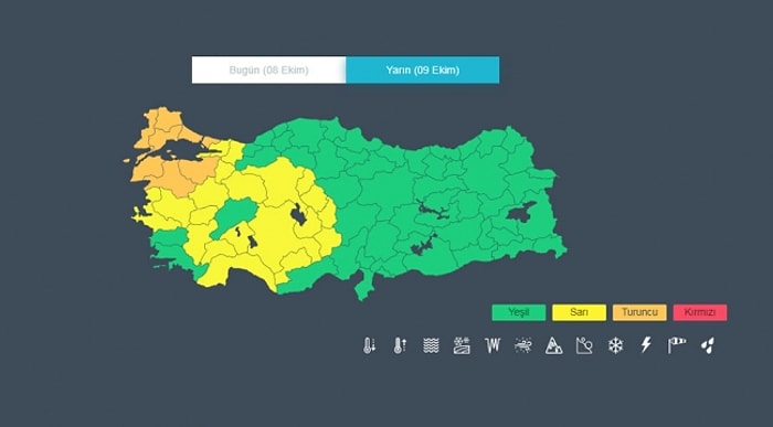 Meteoroloji'den 21 İl İçin Sarı 7 İl İçin Turuncu Uyarı