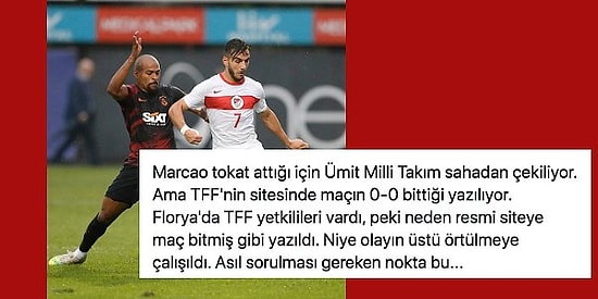 Galatasaray ile Ümit Milli Takım Arasında Oynanan Hazırlık Maçının Marcao'nun Halil Dervişoğlu'na Attığı Tokat Nedeniyle Yarıda Kaldığı İddia Edildi