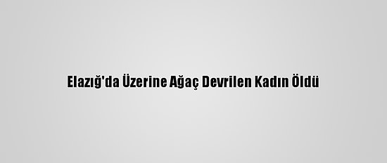Elazığ'da Üzerine Ağaç Devrilen Kadın Öldü
