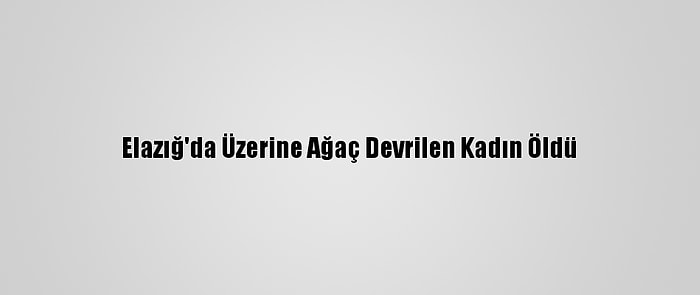 Elazığ'da Üzerine Ağaç Devrilen Kadın Öldü