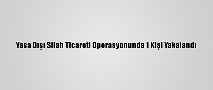 Yasa Dışı Silah Ticareti Operasyonunda 1 Kişi Yakalandı