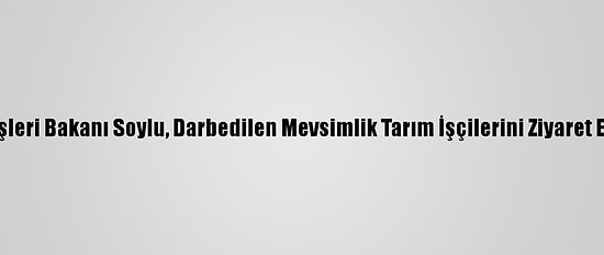 İçişleri Bakanı Soylu, Darbedilen Mevsimlik Tarım İşçilerini Ziyaret Etti:
