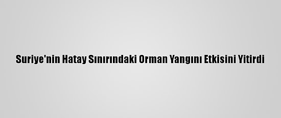Suriye'nin Hatay Sınırındaki Orman Yangını Etkisini Yitirdi
