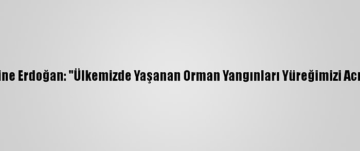 Emine Erdoğan: "Ülkemizde Yaşanan Orman Yangınları Yüreğimizi Acıttı"