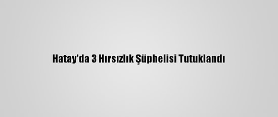 Hatay'da 3 Hırsızlık Şüphelisi Tutuklandı