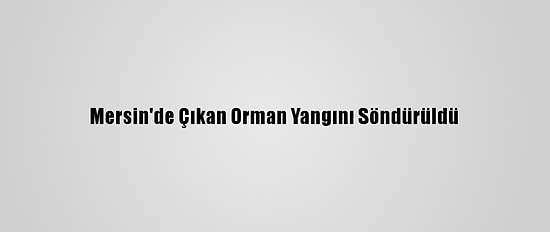 Mersin'de Çıkan Orman Yangını Söndürüldü