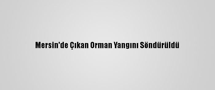 Mersin'de Çıkan Orman Yangını Söndürüldü