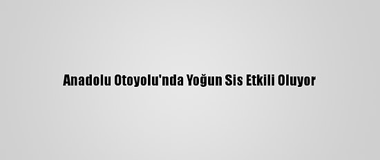 Anadolu Otoyolu'nda Yoğun Sis Etkili Oluyor