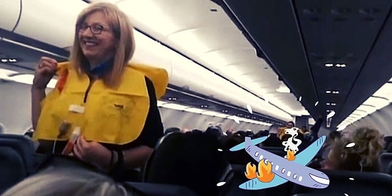 Daha Güzel Anlatılamazdı! Uçak Düşerken Ne Yapmanız Gerektiğini Eğlenceli Bir Şekilde Tek Tek Anlatan Hostes