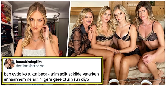 Dünyaca Ünlü Model Chiara Ferragni ve Ailesinin İç Çamaşırlarıyla Çektikleri Çok Konuşulan Çay İçme Pozu