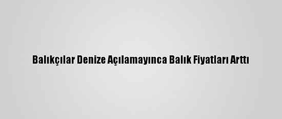 Balıkçılar Denize Açılamayınca Balık Fiyatları Arttı