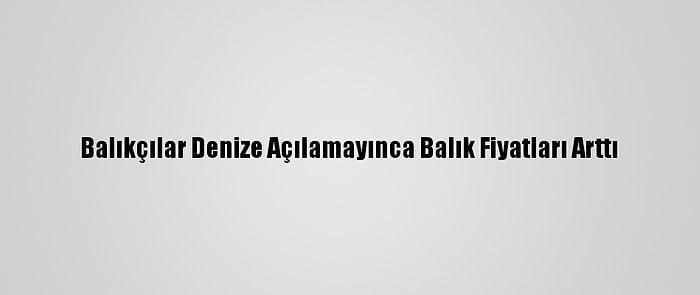 Balıkçılar Denize Açılamayınca Balık Fiyatları Arttı