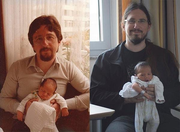 6. "Doğduğum zaman babam ve oğlum doğduğu zaman ben. Fotoğrafların arasında 32 yıl var."