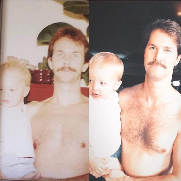 12. "1987'de beni tutarken babam ve 2020 yılında oğlumu tutarken ben."