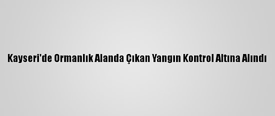Kayseri'de Ormanlık Alanda Çıkan Yangın Kontrol Altına Alındı