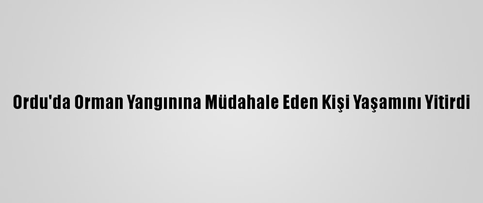 Ordu'da Orman Yangınına Müdahale Eden Kişi Yaşamını Yitirdi